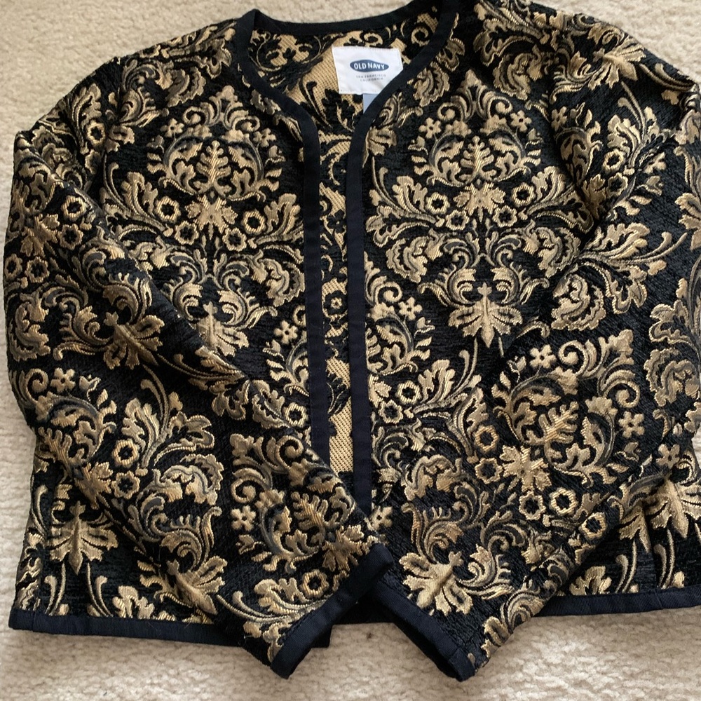 "Old Navy" Black & Gold Jacquard Blazer/Jacket, Dressy Womens S/P